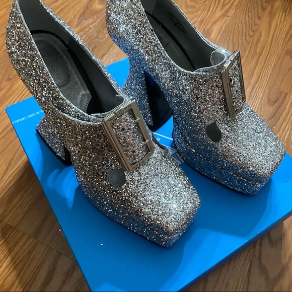 John Fluevog lady keir glitter platforms size 8 like new - Picture 4 of 7